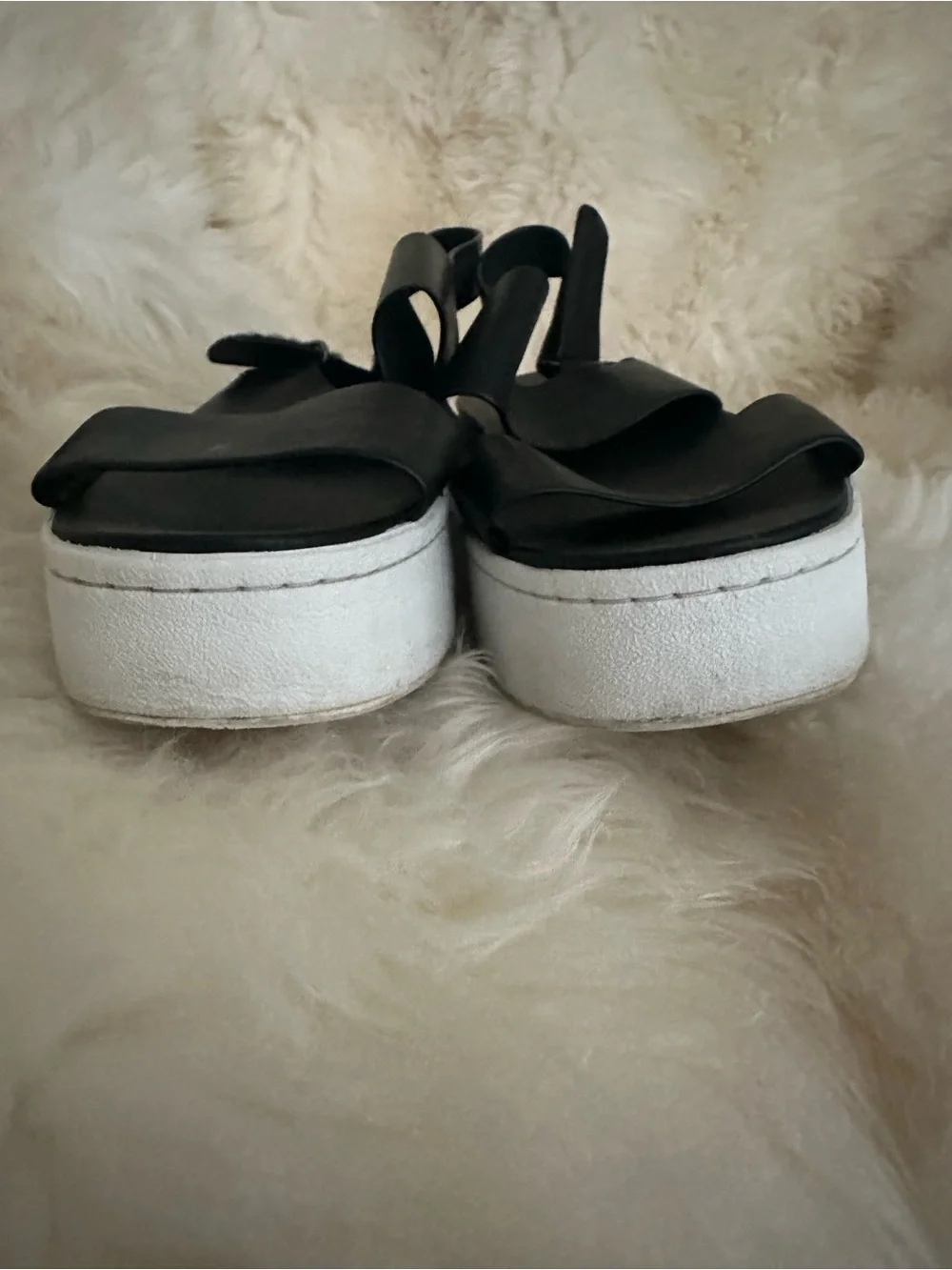 VINCE Westport Black Platform Sandals with White Sole